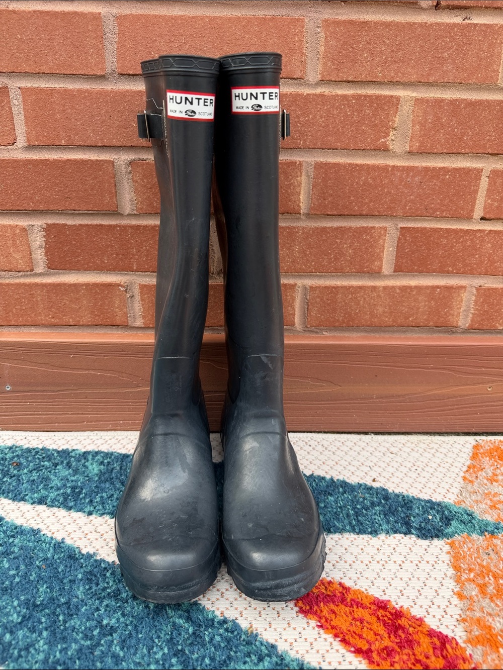 Hunter Tall Rain Boots Vintage Scotland Made Waterproof Shiny Black Women Size 8